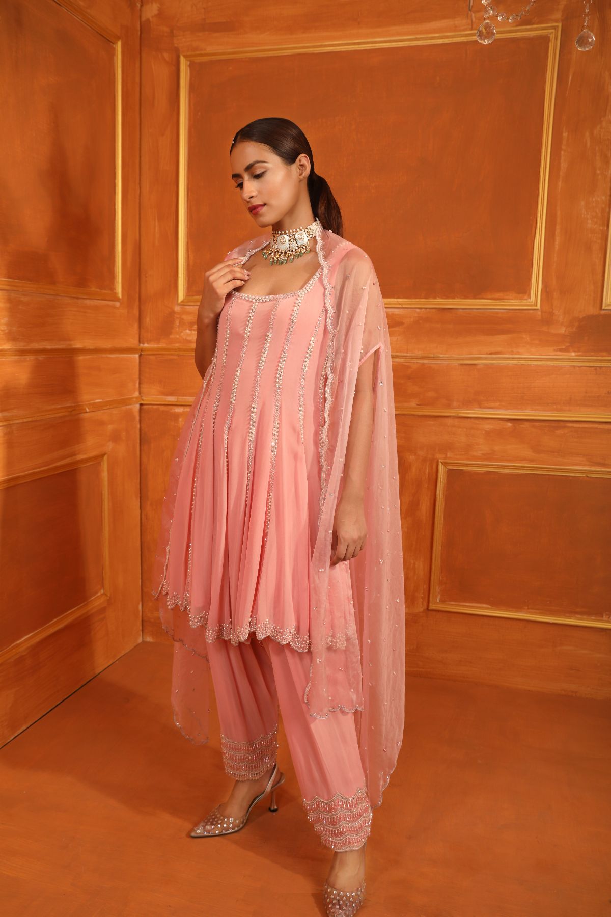 Perola Anarkali Cape Set