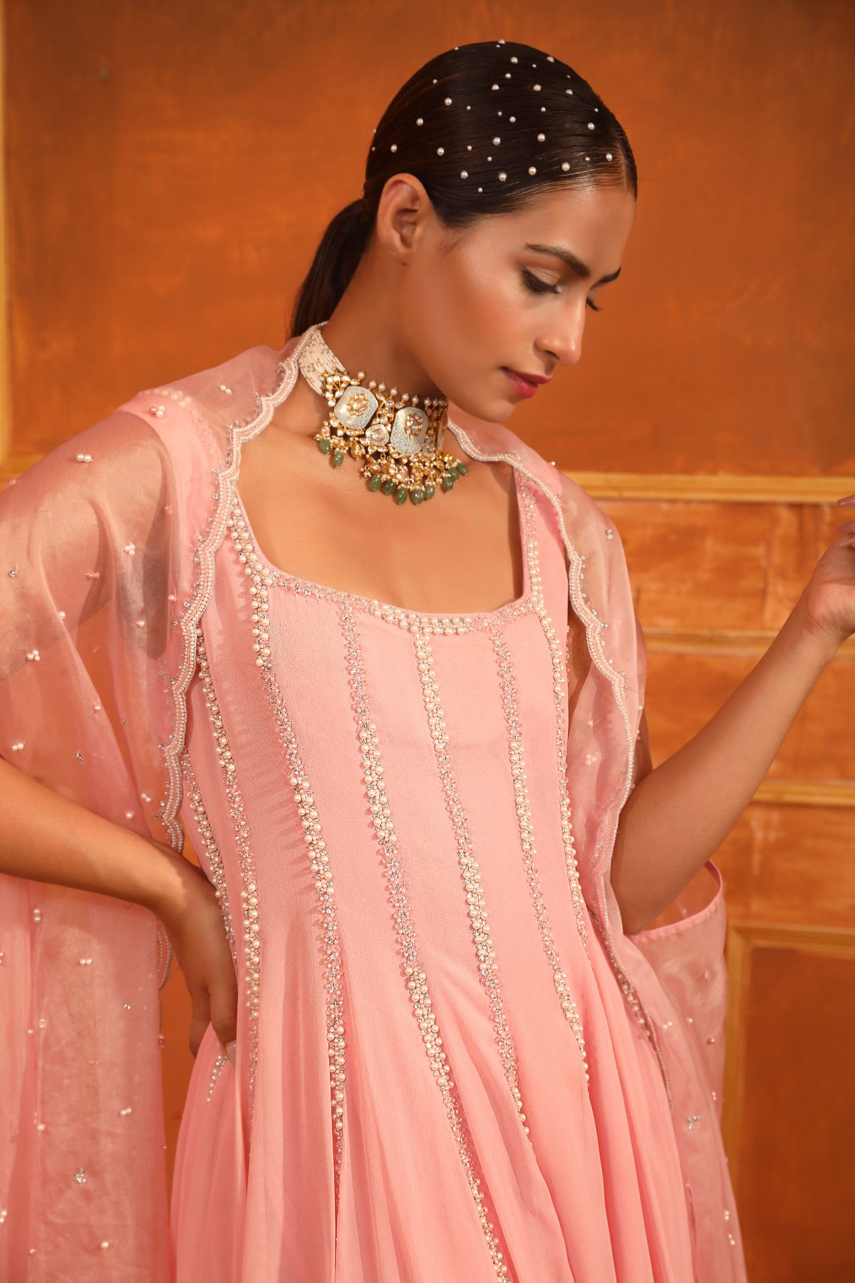 Perola Anarkali Cape Set